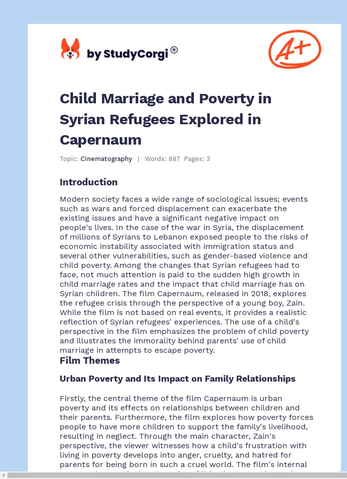 Child Marriage and Poverty in Syrian Refugees Explored in Capernaum. Page 1