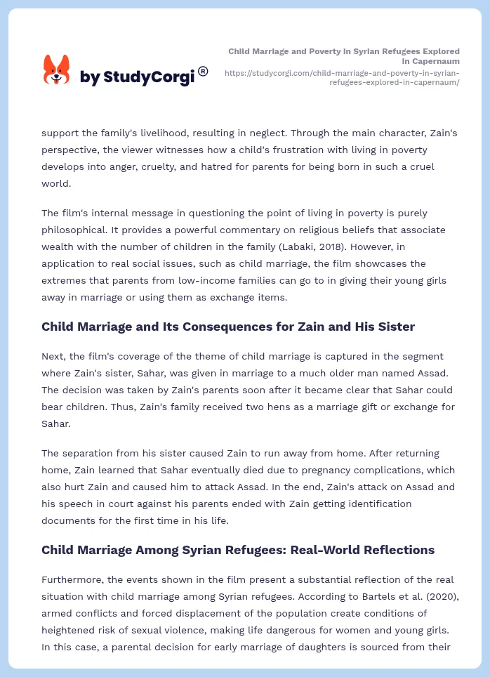 Child Marriage and Poverty in Syrian Refugees Explored in Capernaum. Page 2