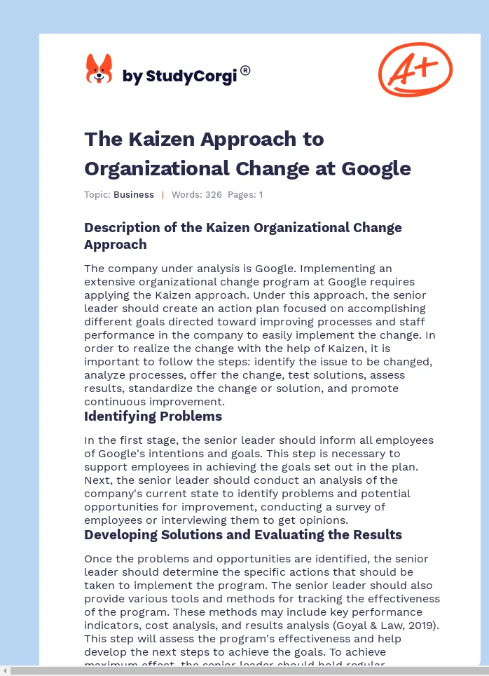 The Kaizen Approach to Organizational Change at Google. Page 1