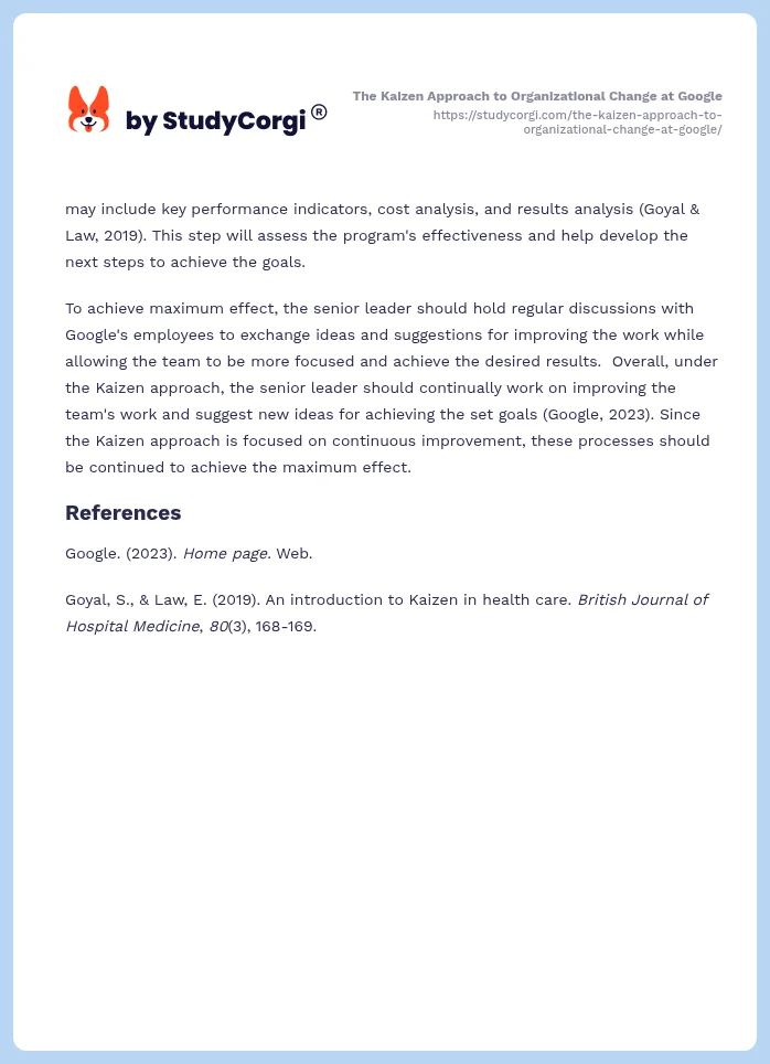 The Kaizen Approach to Organizational Change at Google. Page 2