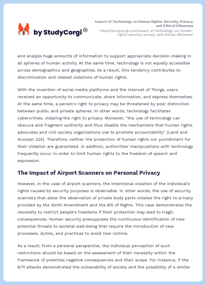 Impact of Technology on Human Rights: Security, Privacy, and Ethical Dilemmas. Page 2