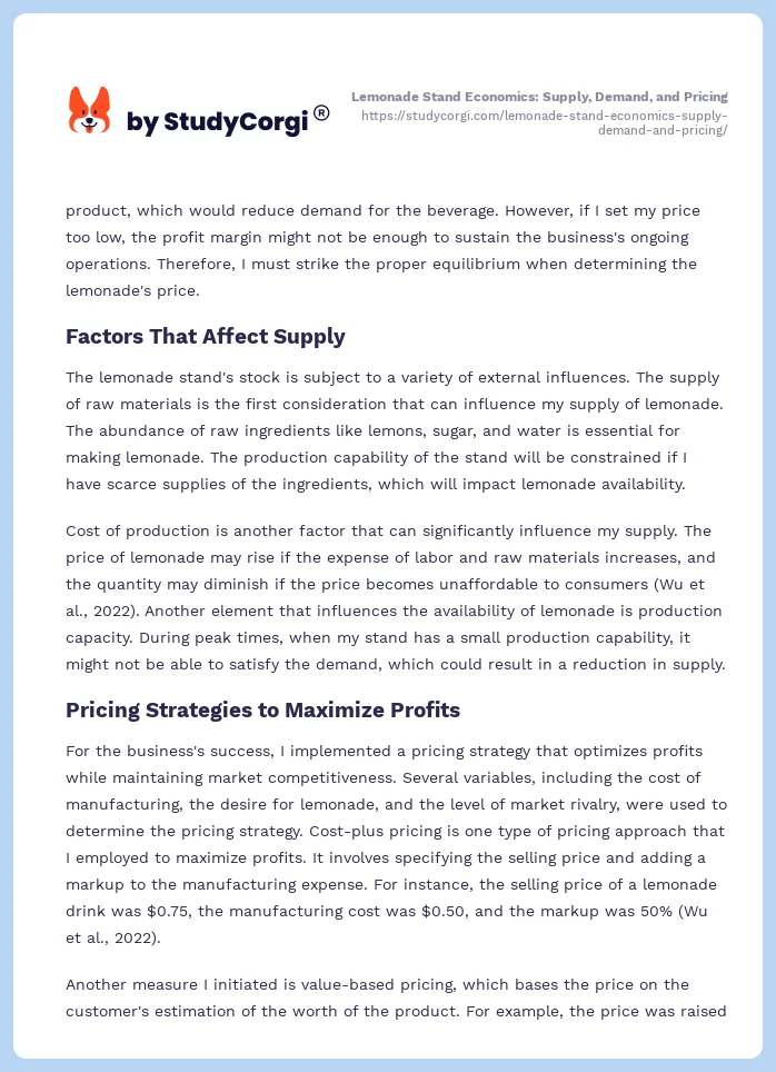 Lemonade Stand Economics: Supply, Demand, and Pricing. Page 2
