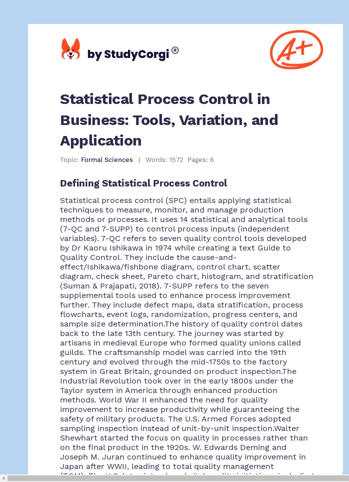 Statistical Process Control in Business: Tools, Variation, and Application. Page 1