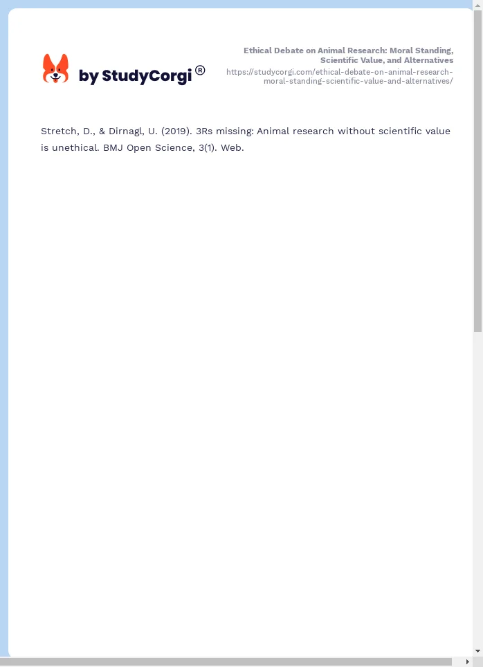 Ethical Debate on Animal Research: Moral Standing, Scientific Value, and Alternatives. Page 2
