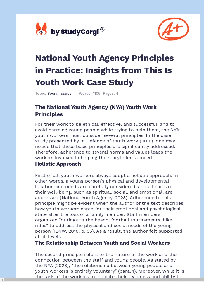 National Youth Agency Principles in Practice: Insights from This Is Youth Work Case Study. Page 1