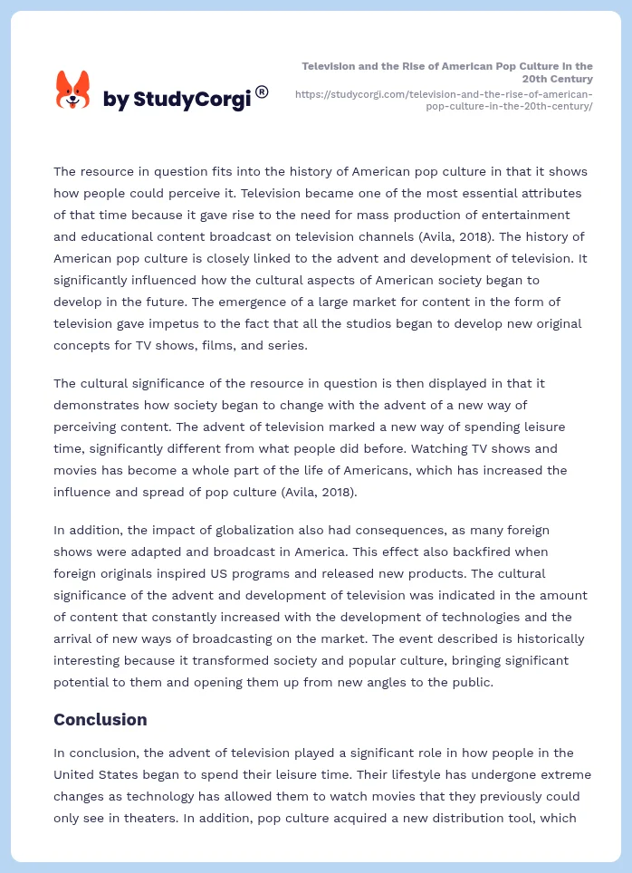 Television and the Rise of American Pop Culture in the 20th Century. Page 2