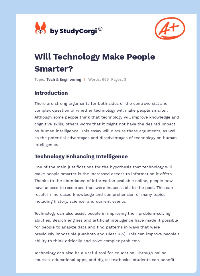 Will Technology Make People Smarter?. Page 1