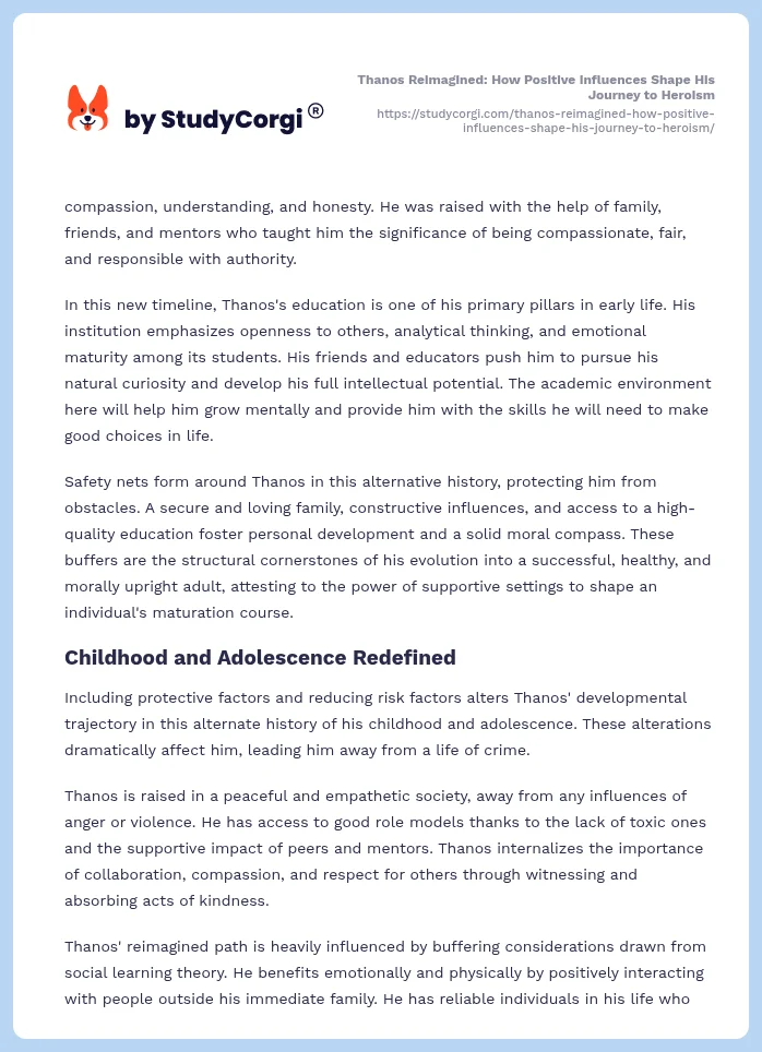 Thanos Reimagined: How Positive Influences Shape His Journey to Heroism. Page 2