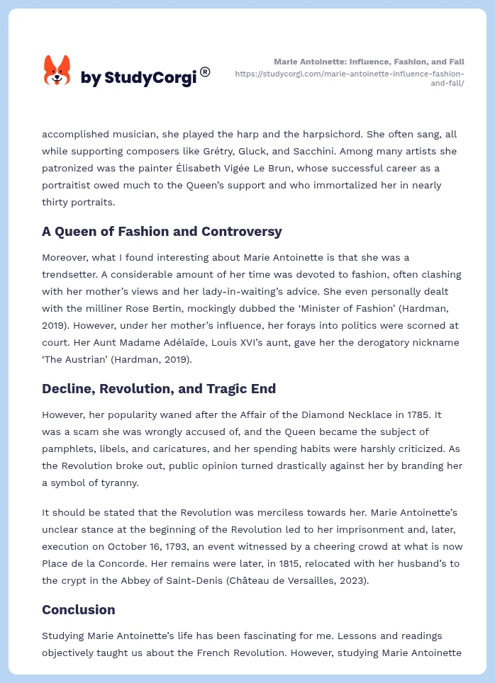 Marie Antoinette: Influence, Fashion, and Fall. Page 2