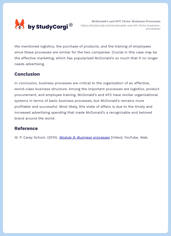 McDonald's and KFC Firms' Business Processes. Page 2