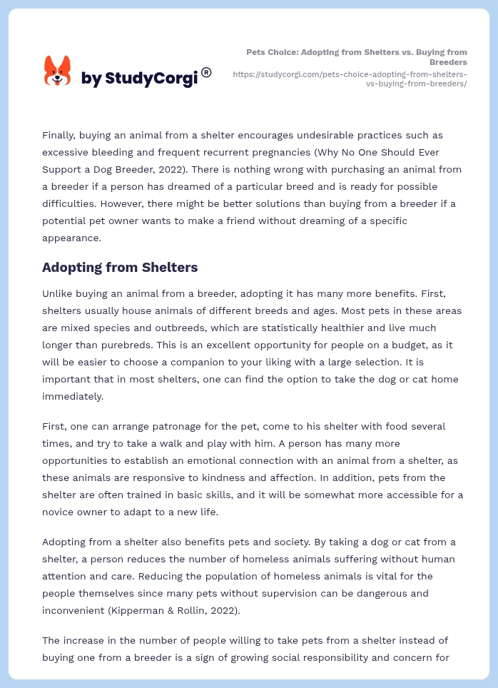 Pets Choice: Adopting from Shelters vs. Buying from Breeders. Page 2