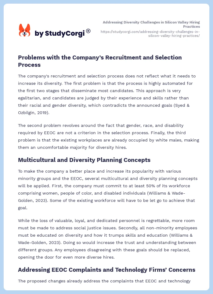 Addressing Diversity Challenges in Silicon Valley Hiring Practices. Page 2