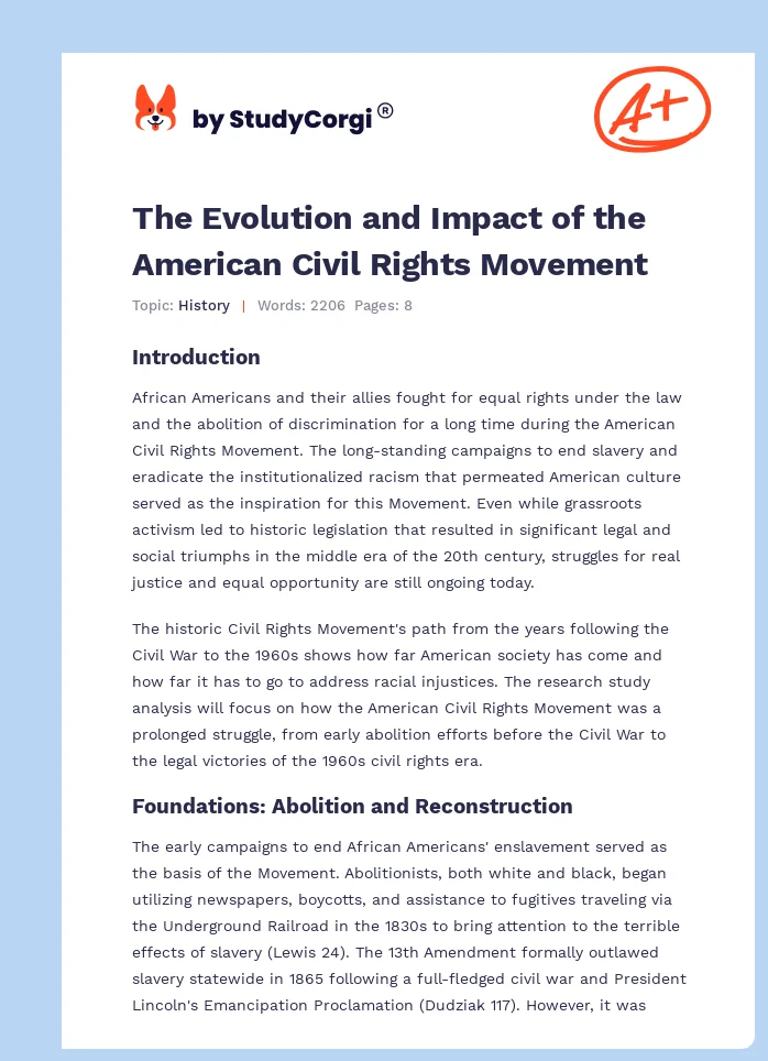 The Evolution and Impact of the American Civil Rights Movement. Page 1