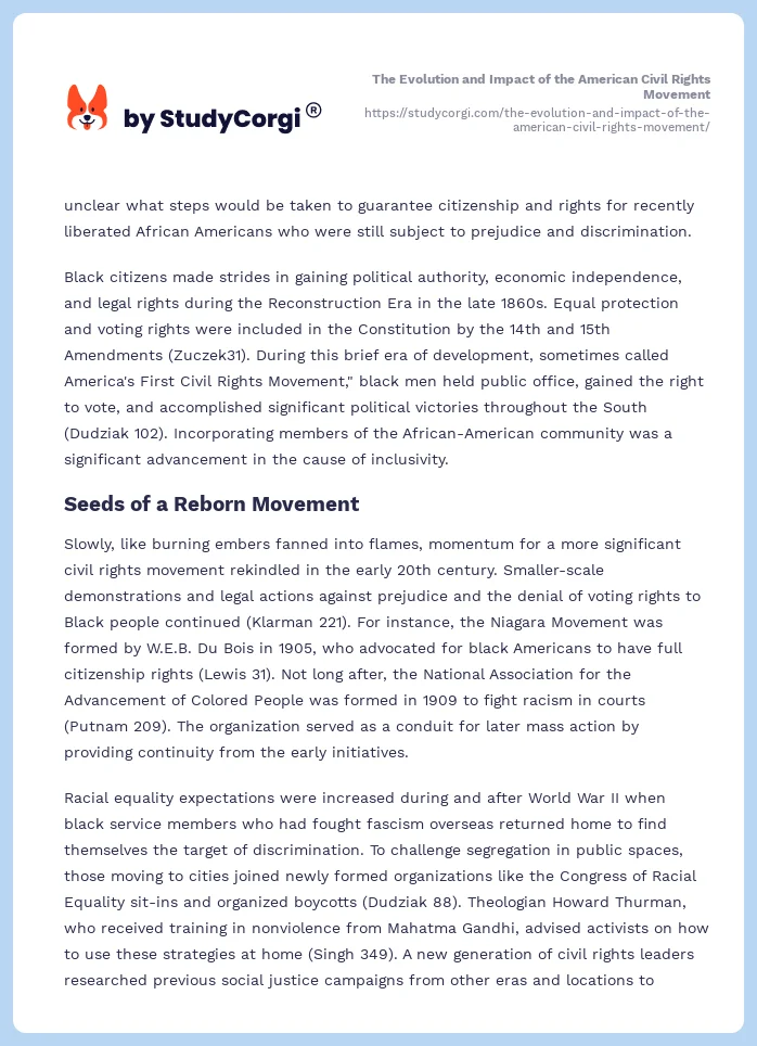 The Evolution and Impact of the American Civil Rights Movement. Page 2