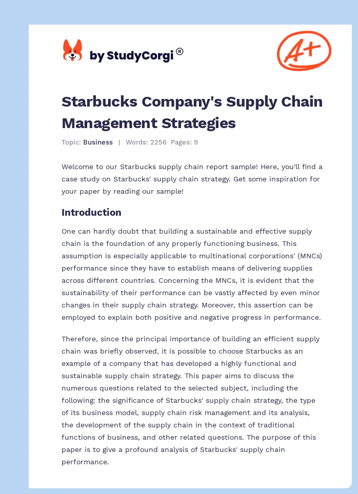 Starbucks Company's Supply Chain Management Strategies. Page 1