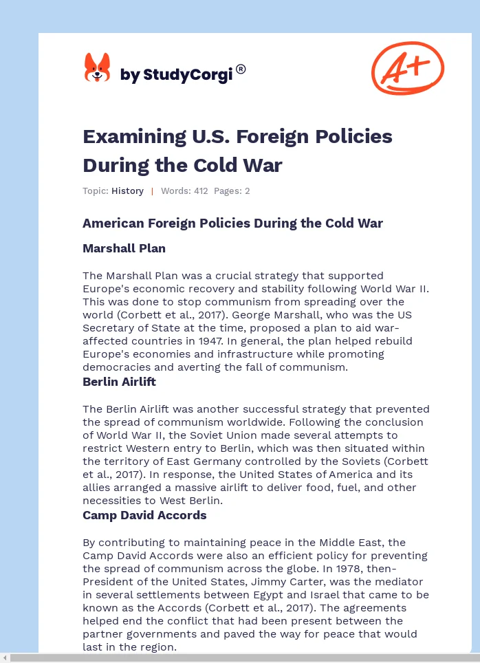 Examining U.S. Foreign Policies During the Cold War. Page 1