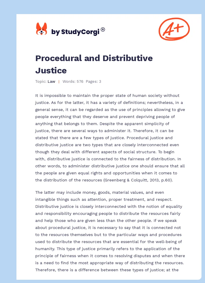 Procedural and Distributive Justice. Page 1