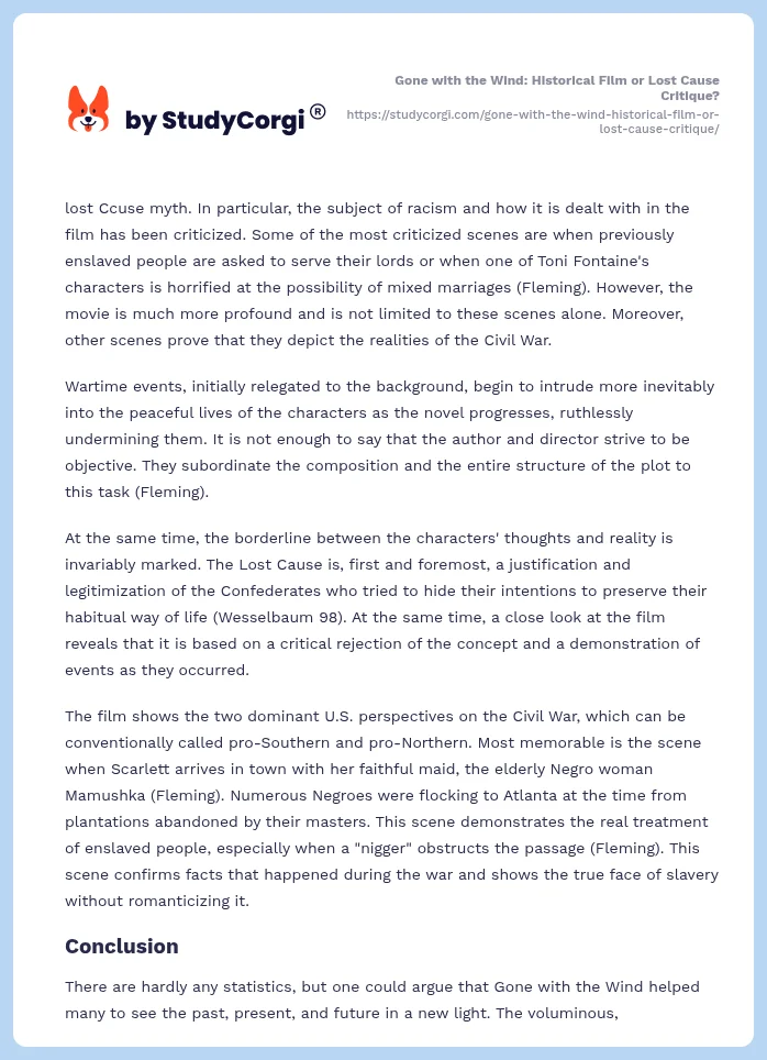Gone with the Wind: Historical Film or Lost Cause Critique?. Page 2