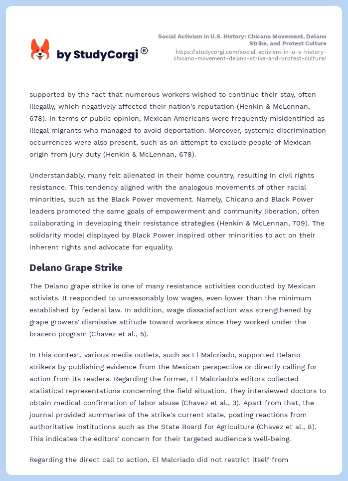 Social Activism in U.S. History: Chicano Movement, Delano Strike, and Protest Culture. Page 2