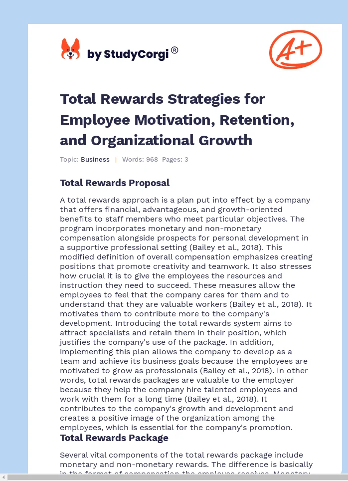 Total Rewards Strategies for Employee Motivation, Retention, and Organizational Growth. Page 1
