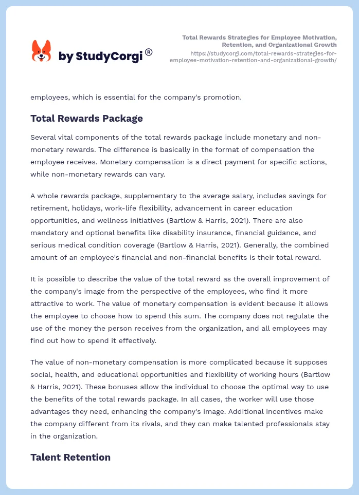 Total Rewards Strategies for Employee Motivation, Retention, and Organizational Growth. Page 2