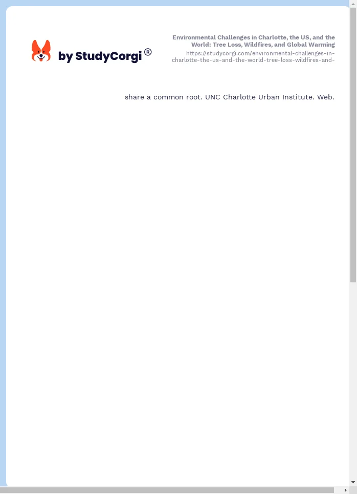 Environmental Challenges in Charlotte, the US, and the World: Tree Loss, Wildfires, and Global Warming. Page 2