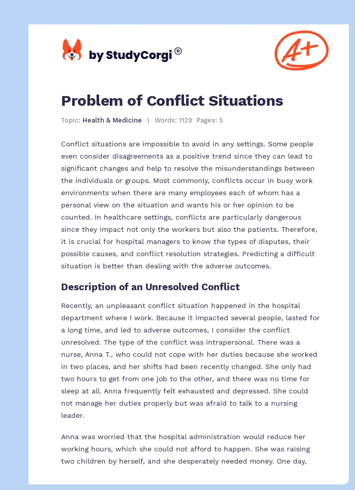 Problem of Conflict Situations. Page 1