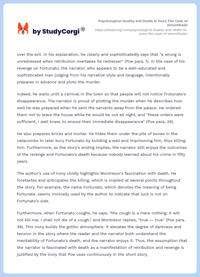 Psychological Duality and Death in Poe’s The Cask of Amontillado. Page 2