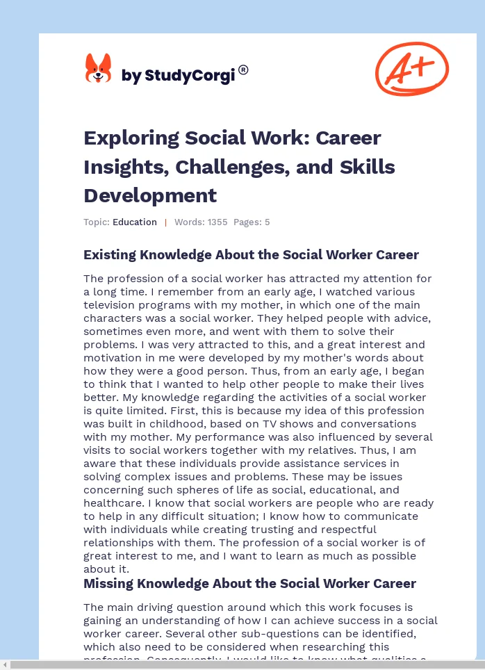 Exploring Social Work: Career Insights, Challenges, and Skills Development. Page 1