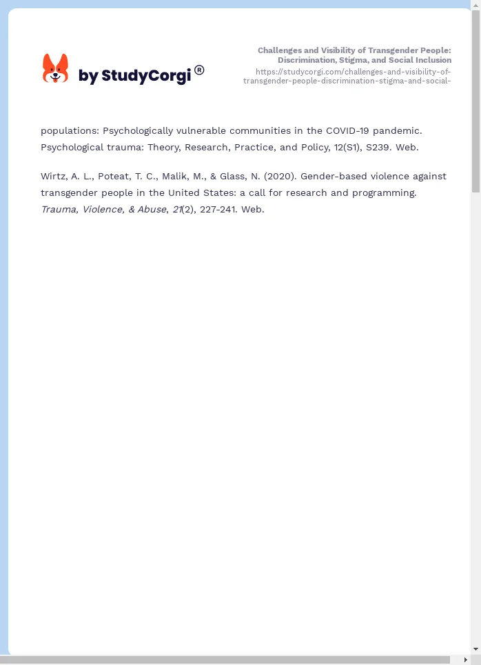 Challenges and Visibility of Transgender People: Discrimination, Stigma, and Social Inclusion. Page 2