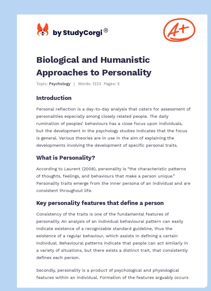 Biological and Humanistic Approaches to Personality. Page 1