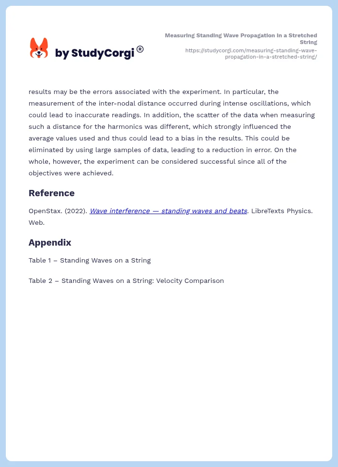 Measuring Standing Wave Propagation in a Stretched String. Page 2