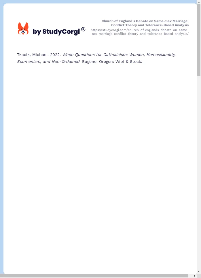 Church of England’s Debate on Same-Sex Marriage: Conflict Theory and Tolerance-Based Analysis. Page 2