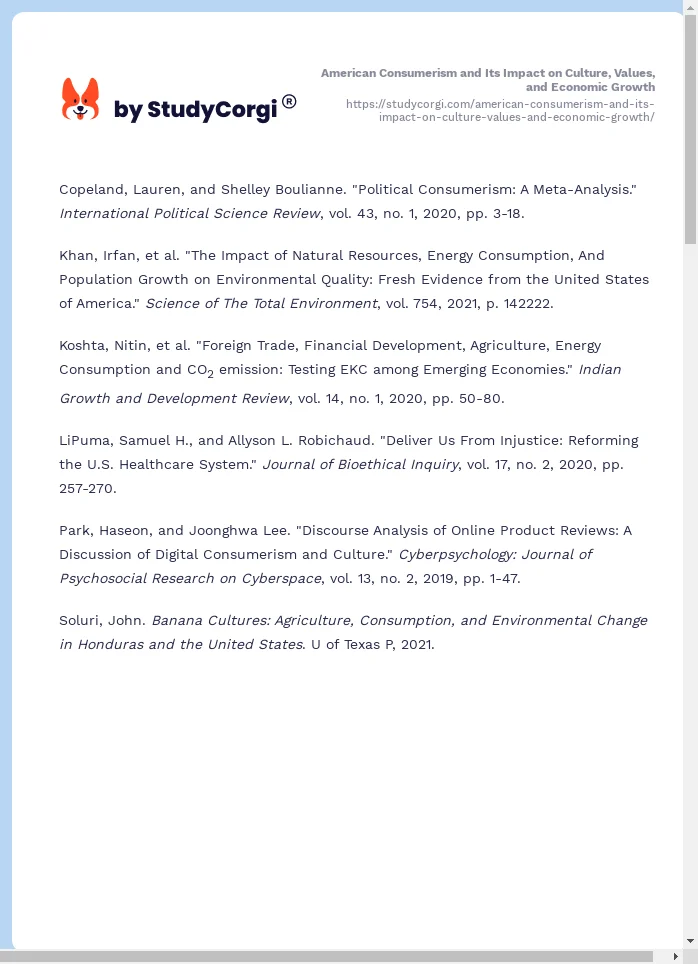 American Consumerism and Its Impact on Culture, Values, and Economic Growth. Page 2