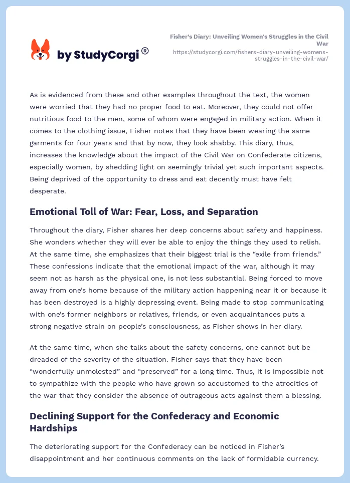 Fisher’s Diary: Unveiling Women's Struggles in the Civil War. Page 2