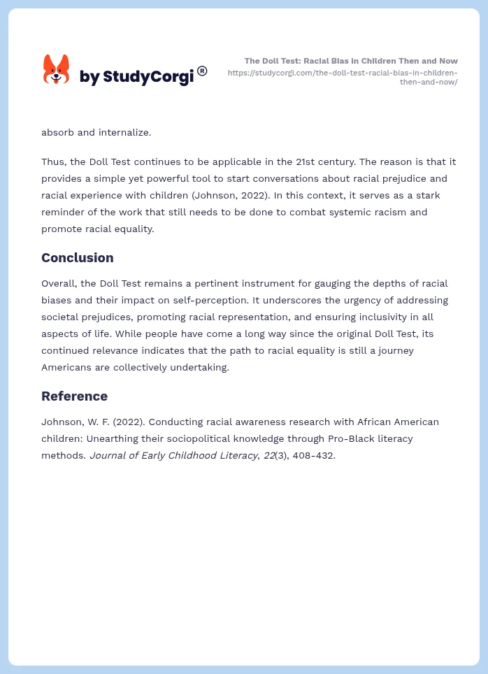 The Doll Test: Racial Bias in Children Then and Now. Page 2
