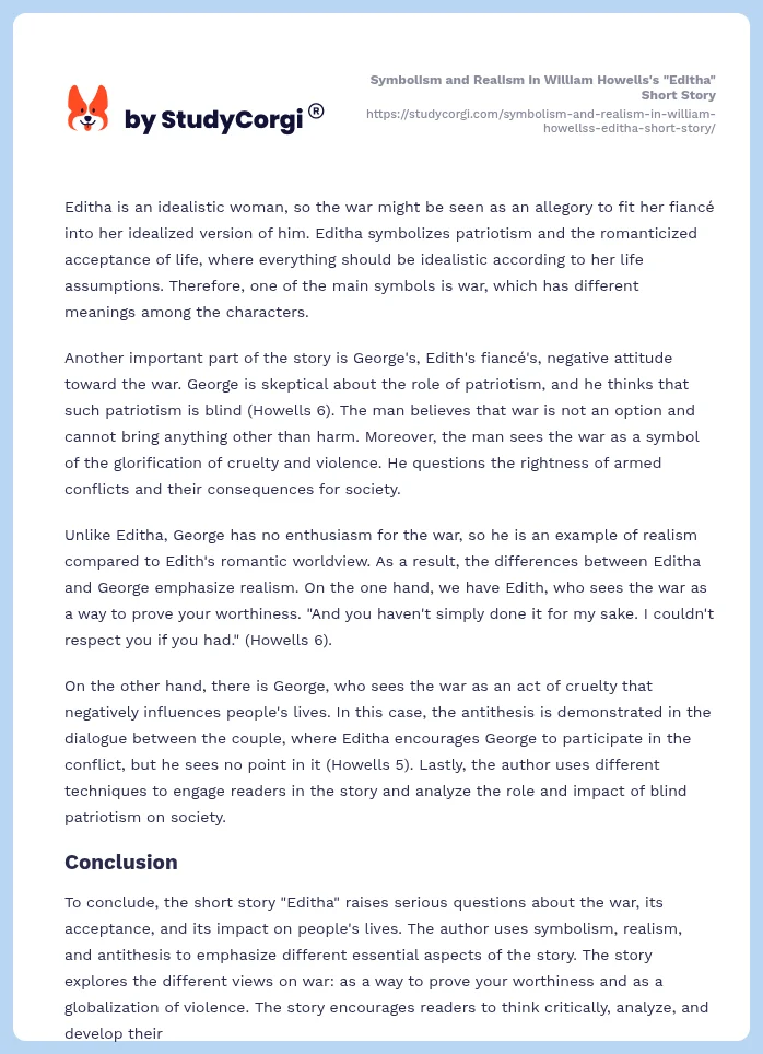 Symbolism and Realism in William Howells's "Editha" Short Story. Page 2