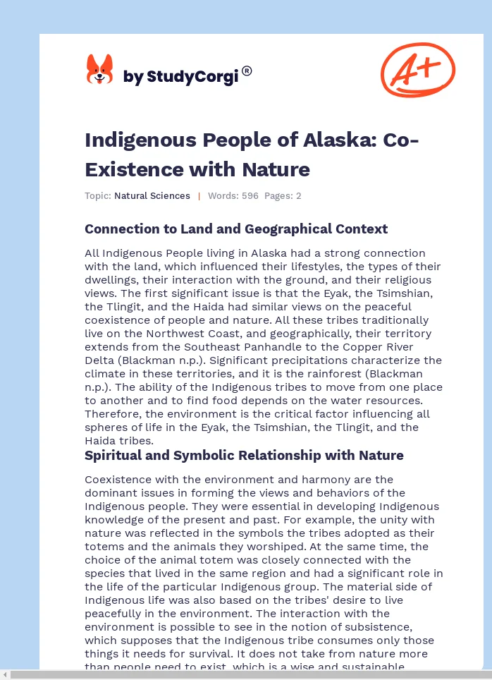 Indigenous People of Alaska: Co-Existence with Nature. Page 1