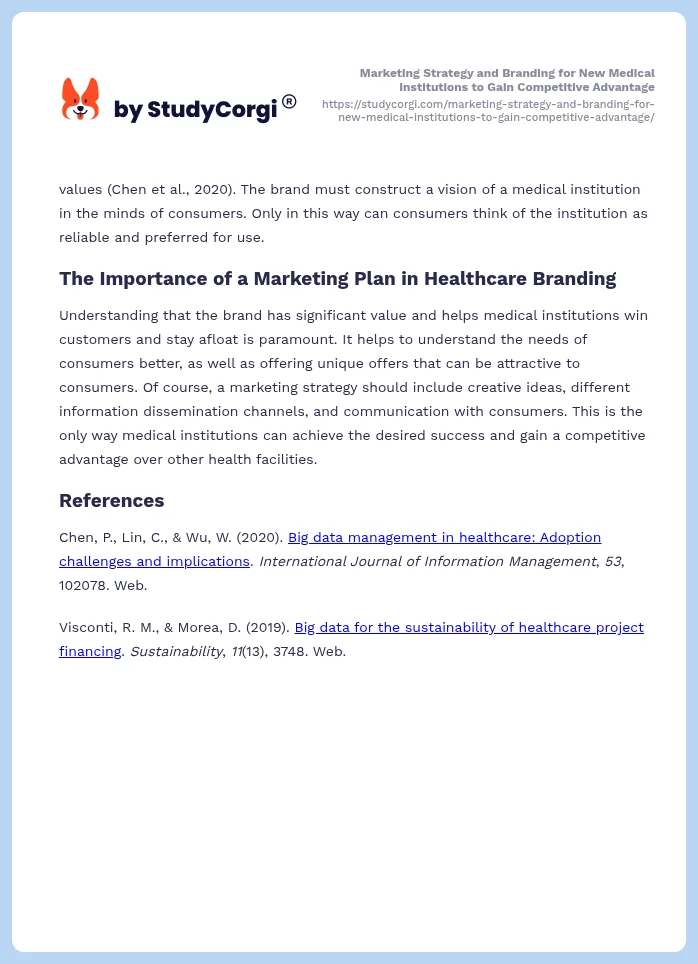 Marketing Strategy and Branding for New Medical Institutions to Gain Competitive Advantage. Page 2