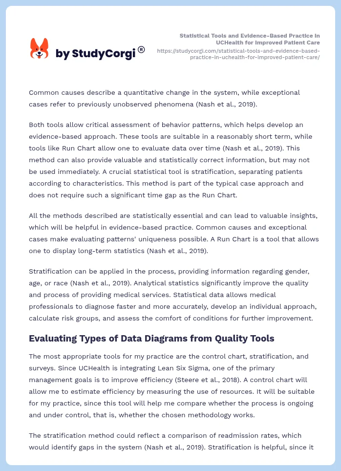 Statistical Tools and Evidence-Based Practice in UCHealth for Improved Patient Care. Page 2