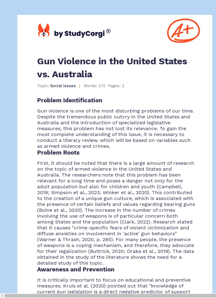 Gun Violence in the United States vs. Australia. Page 1