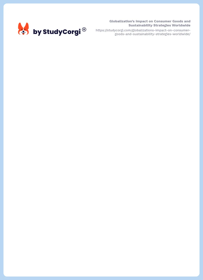 Globalization’s Impact on Consumer Goods and Sustainability Strategies Worldwide. Page 2