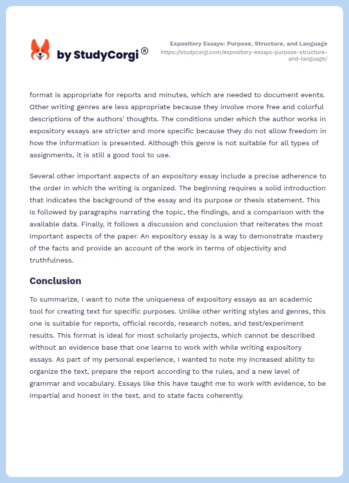Expository Essays: Purpose, Structure, and Language. Page 2