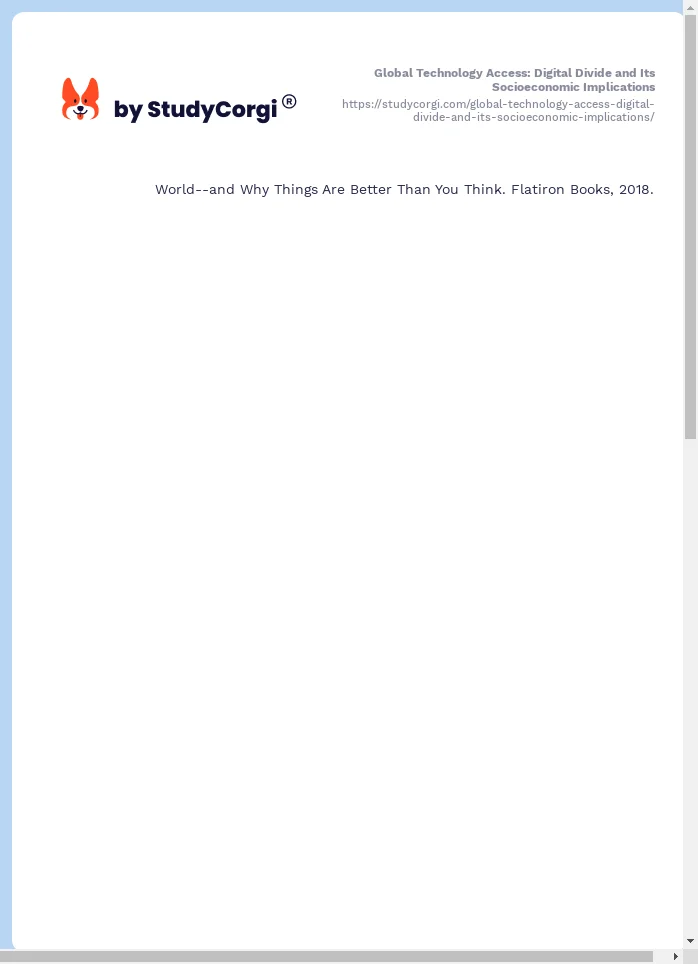 Global Technology Access: Digital Divide and Its Socioeconomic Implications. Page 2