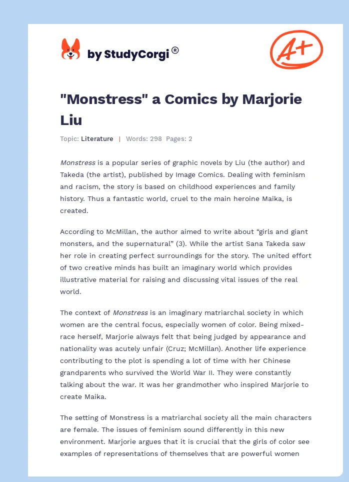 "Monstress" a Comics by Marjorie Liu. Page 1