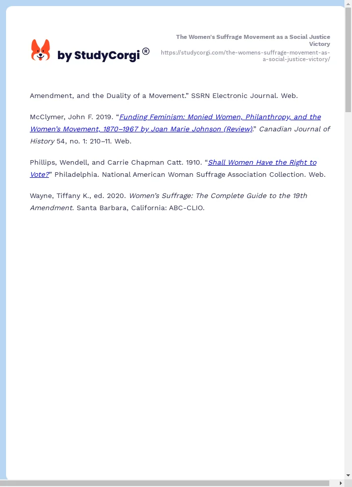 The Women's Suffrage Movement as a Social Justice Victory. Page 2