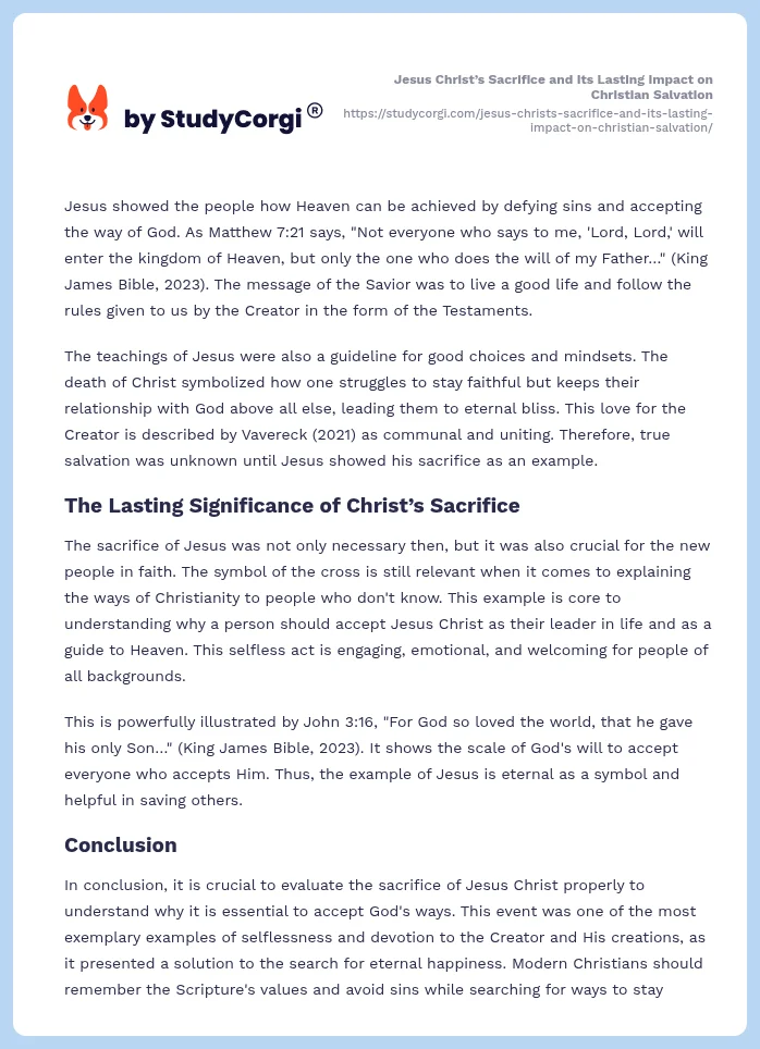 Jesus Christ’s Sacrifice and Its Lasting Impact on Christian Salvation. Page 2