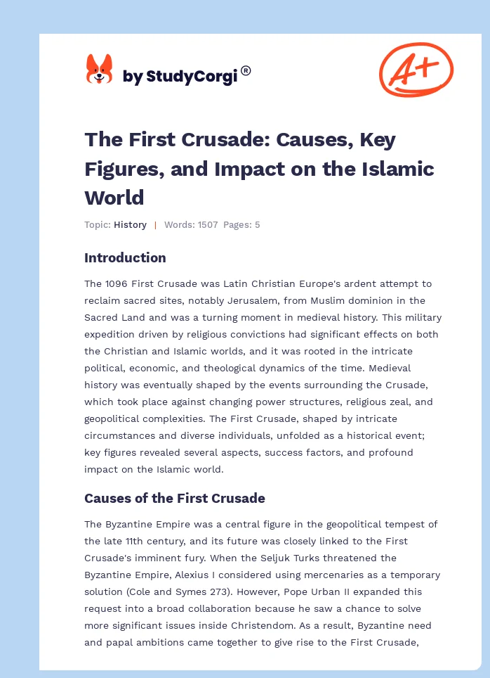 The First Crusade: Causes, Key Figures, and Impact on the Islamic World. Page 1