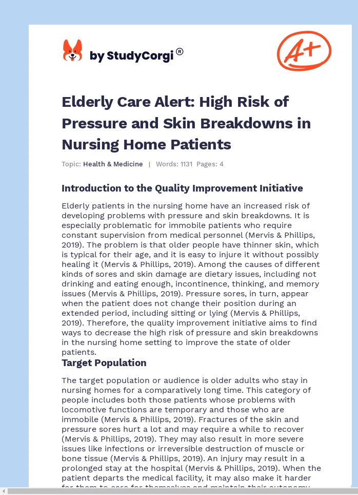 Elderly Care Alert: High Risk of Pressure and Skin Breakdowns in Nursing Home Patients. Page 1