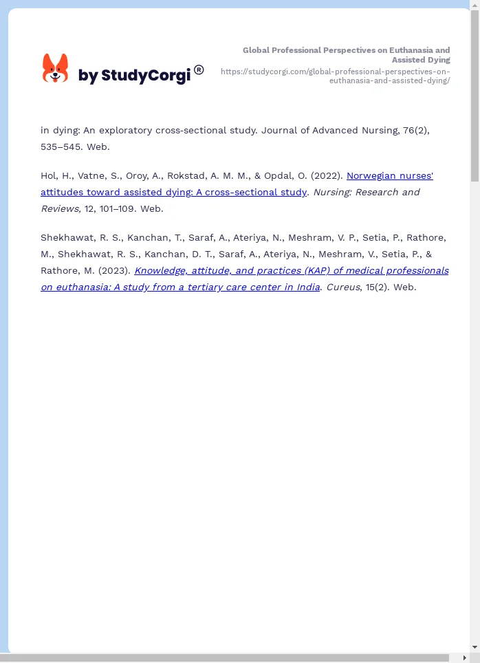 Global Professional Perspectives on Euthanasia and Assisted Dying. Page 2